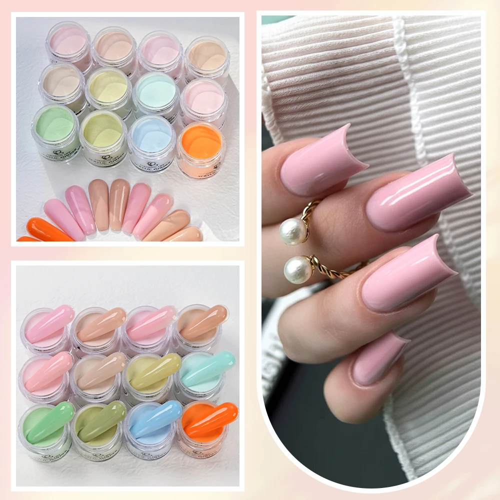 12色ディップパウダーネイルキット パステル 春夏 イエロー ピンク ブルー ネイルディッピングパウダー DIYネイルアート サロン マニキュア用