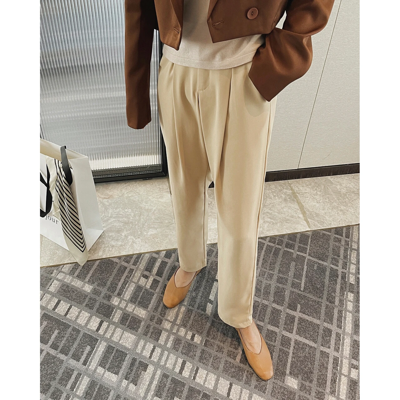 

High Waist Straight Leg Suit Pants Women's Wide Leg Casual Trousers Slimming Drapey Sle Commute Faion Polyester Fiber