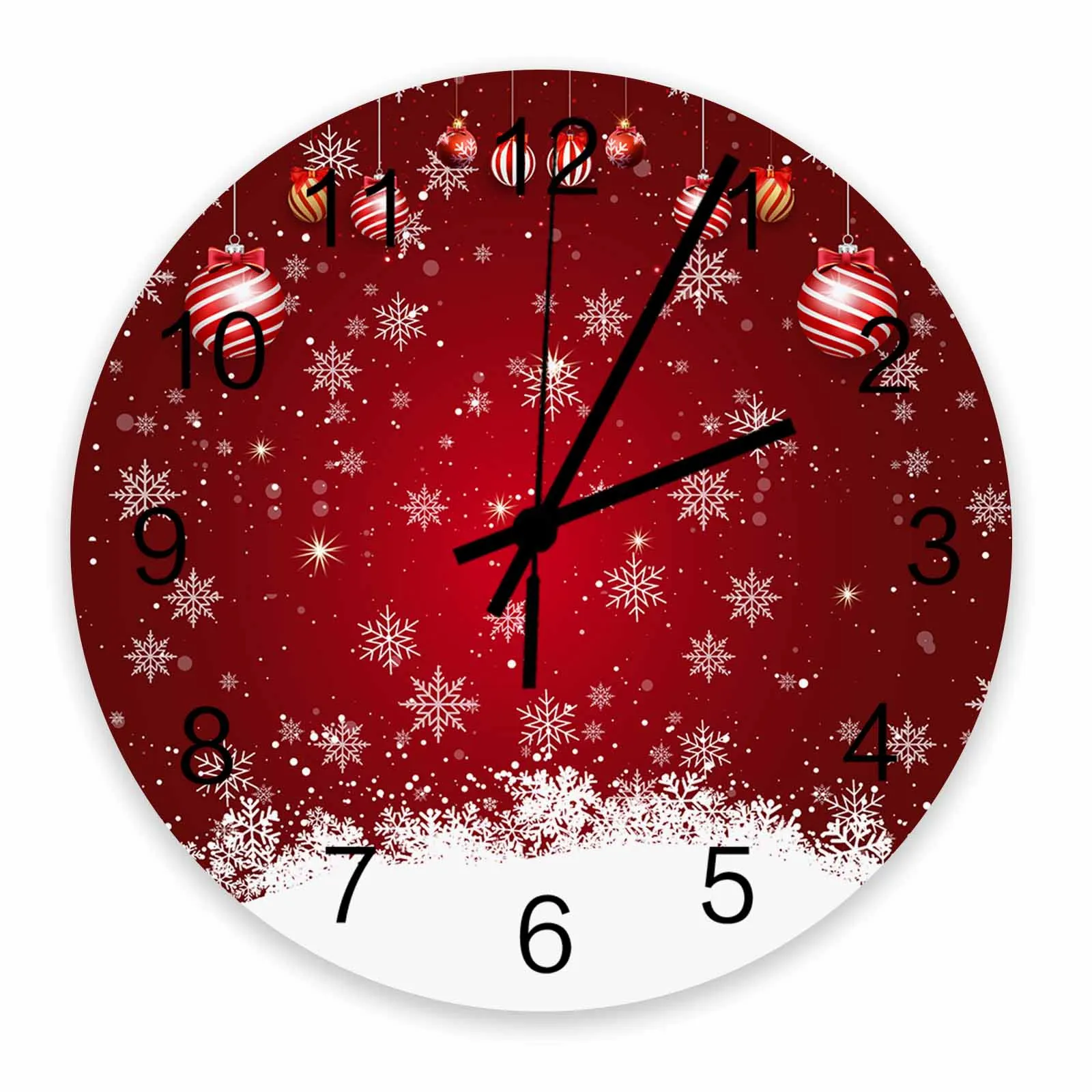 Christmas Winter Snowflakes Lantern Balls Wall Clock Large Modern Kitchen Dinning Round Wall Clocks Bedroom Silent Hanging Watc