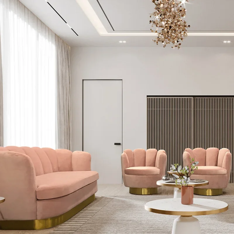 

Leisure living room, small unit, modern club creative designer, flower lamb velvet fabric sofa