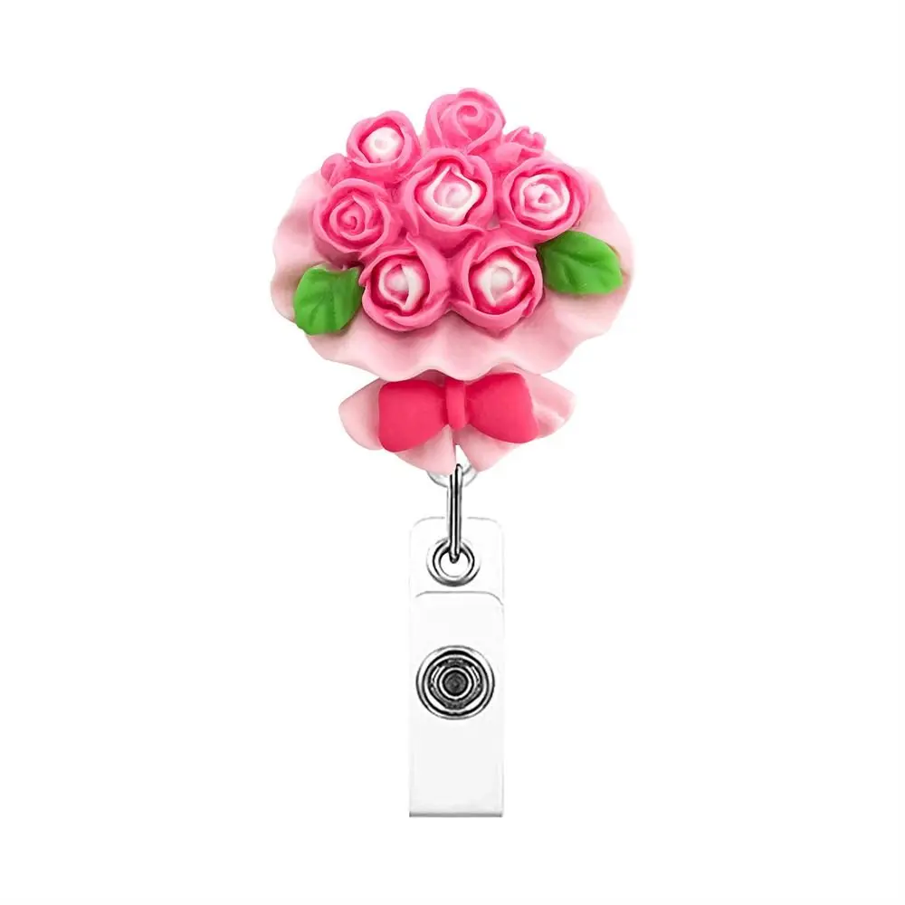 

Cute Chest Card Flower Work Card Clip Keys Lanyard ID Card Clips Name Card Holder Nurse Badge Holder Retractable Badge Reel