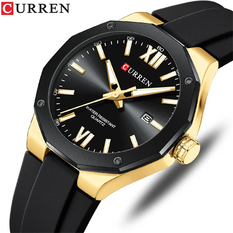 Curren 8465 New Luxury Classic Silicone Simple Watch Business Waterproof Male Clock Luminous Quartz Men Watch Reloj Hombre