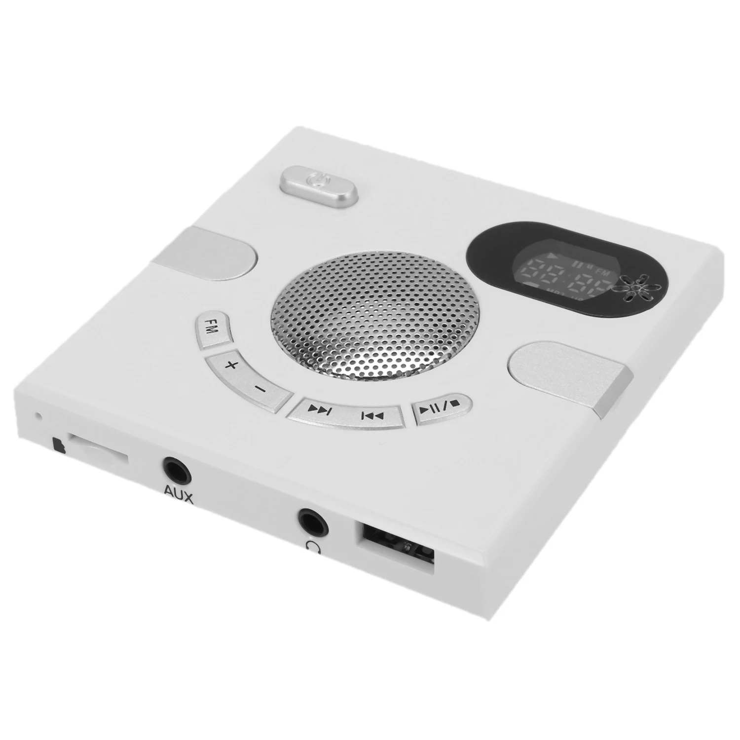 Wall Speaker Rádio FM com Exibição do Tempo, fone de ouvido, Suporte Aux Audio, Cartão TF, Disco USB, Mp3 Player