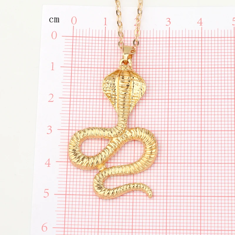 Dayoff Indian Gothic Gold Color Animal Cobra Pendant Necklace Women Men Stripe Snake Chain Necklace for Female Link Chain N6