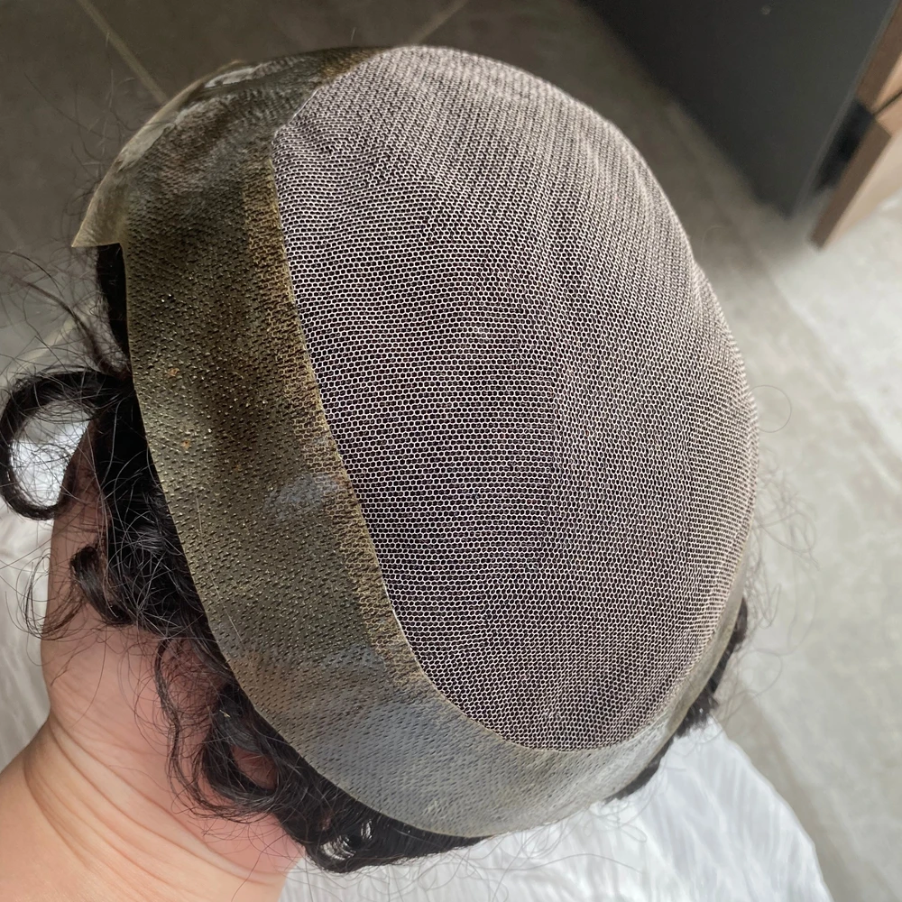 레이스&PU 남성용 100% 인모 모발 보철 헤어피스 부분 가발 12mm/15mm/18mm 컬 패턴 호주 아프로 헤어스타일 남성용 가발