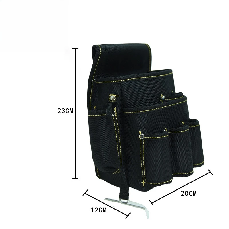 2025 New Tool Pouch，2-Pouches and 3 Screwdriver Loops Construction, Heavy-Duty Tool Bag with Adjustable Belt for Electrici