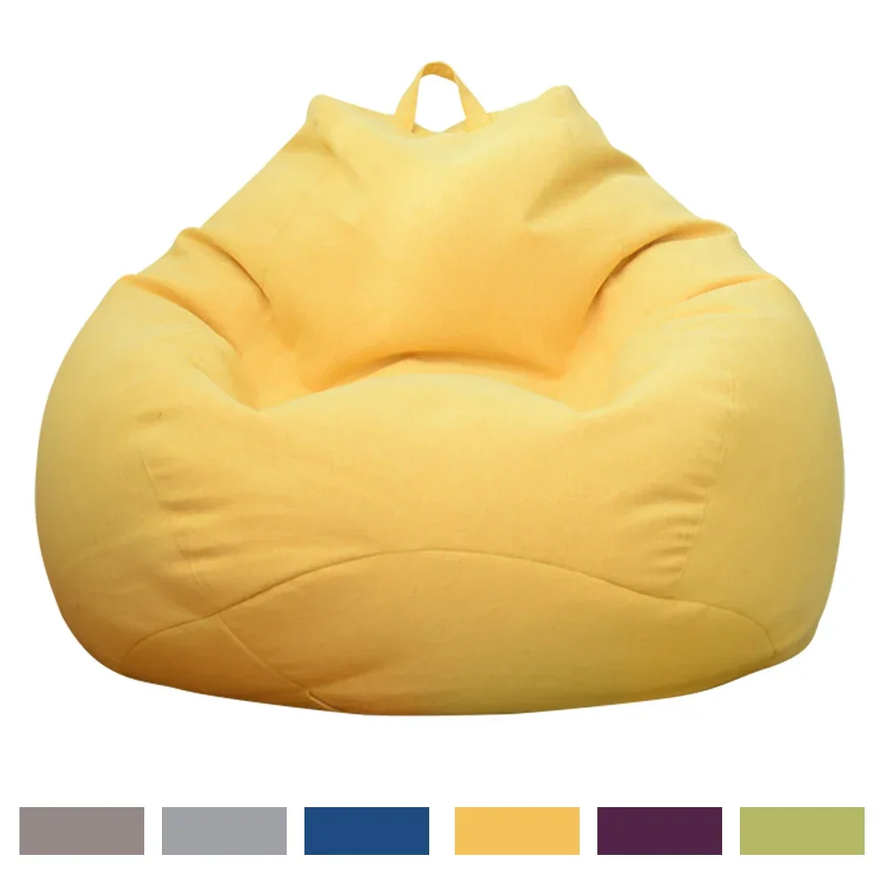 Lazy Sofa Cover Solid Chair Covers Without Filler Linen Cloth Lounger Seat Bean Bag Pouf Puff Couch Tatami Living Room Beanbags