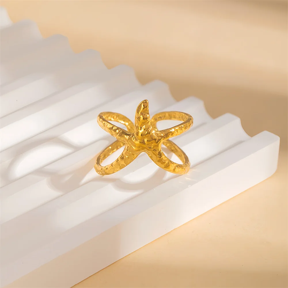 Edelstahl-Ring im Luxus-Leichtbau-Design, minimalistische Ozean-Serie, hohl, cooler Stil, Damen-Nischenring mit Persönlichkeitsdesign – Detail 7