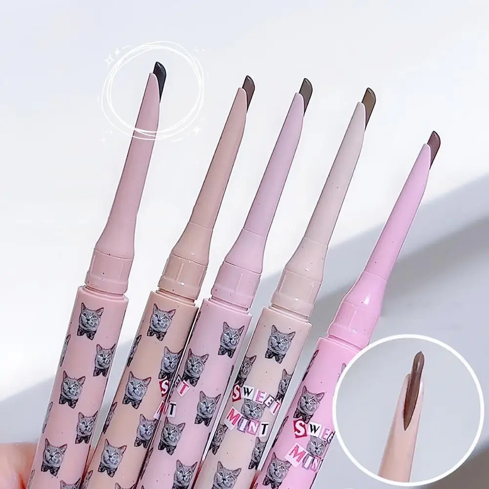 Double Head Eyebrow Pencil Long Lasting Waterproof Not Blooming Black Gray Brown Eyebrow Pen With Brush Korean Makeup