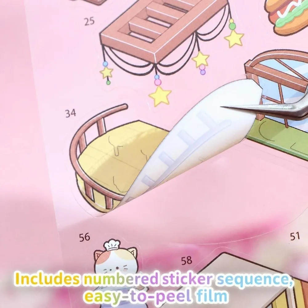 Fairy Tale Theme 3D Miniature Scene Stickers 20 Scenes Stress‑relief Landscape Sticker Book Collage DIY Cabin Scene Sticker