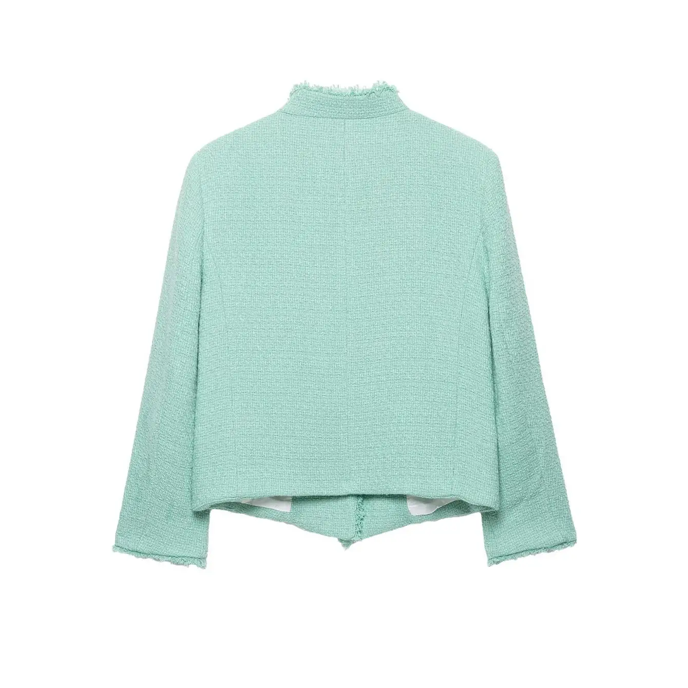 TFMLN Modische Damenjacke mit Rundhalsausschnitt, Asymmetrisch, Einreihig, Schlank Geschnitten, Lange Ärmel, Kurzer Mantel, Schick, Herbst 2026 Neu – Detail 3
