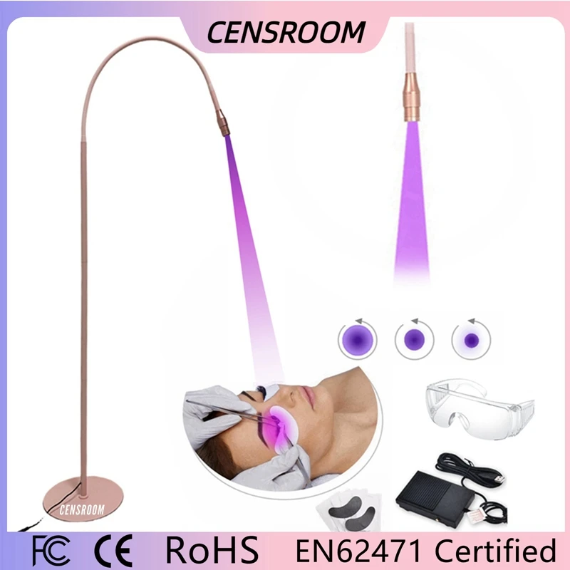 Censroom 10W Eyelash UV Lamp Pink Floor with Foot Pedals Eyelashes Extension Nail Dryer Grafting Glue Fast Curing Light