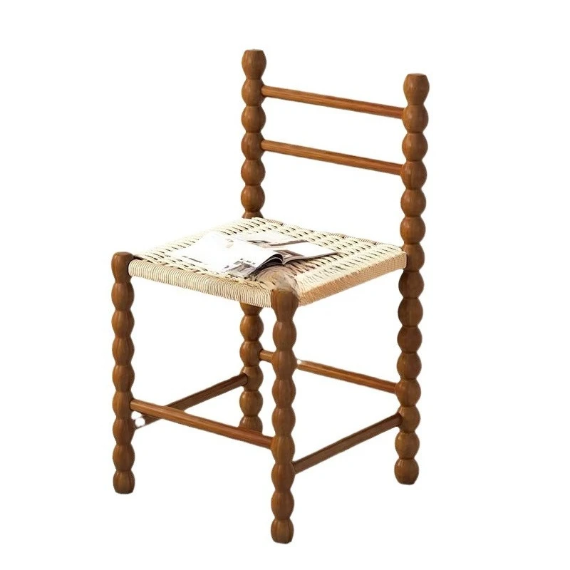 French solid wood, rattan gourd chair, cylindrical Internet celebrity versatile dining chair