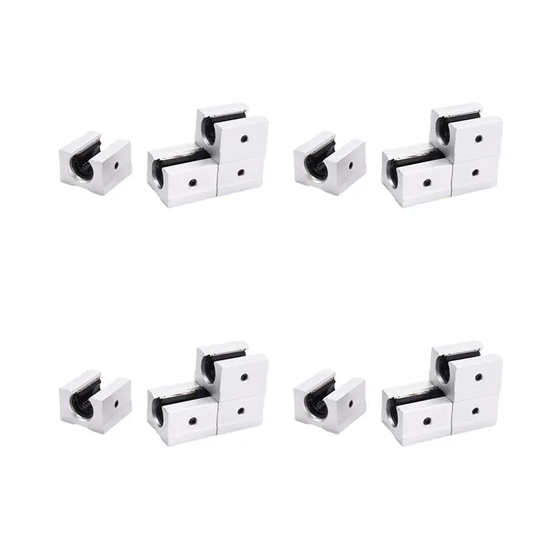 ABMS-16 X SBR12UU 12Mm Aluminum Linear Motion Router Bearing Block, Silver