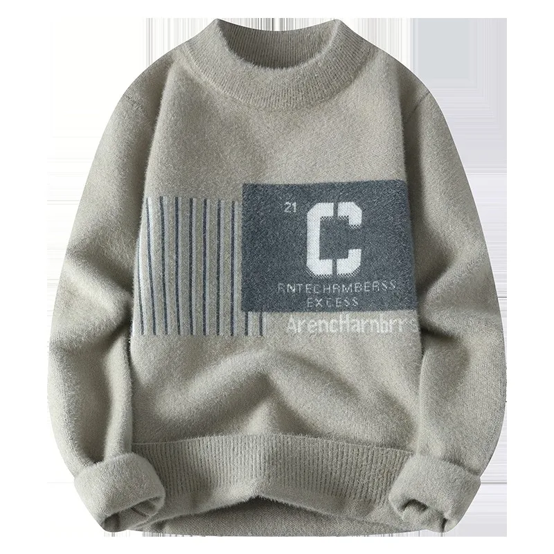 Sweaters men 2023 winter korean style Letter pattern mens warm sweater mens fashion sweaters Men\'s wool pullovers male