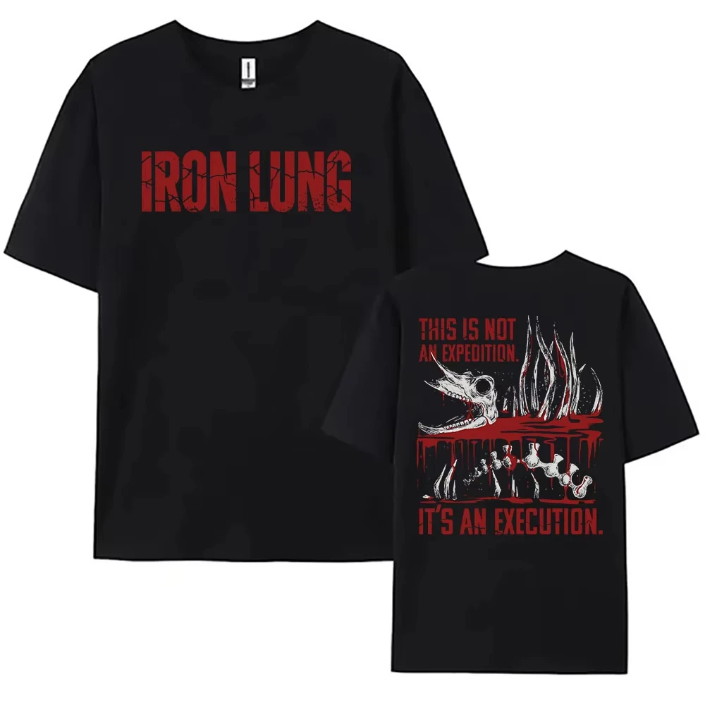 Iron Lung Horror Film Graphic T‑shirt Unisex Vintage Washed Cotton Short Sleeve Harajuku Summer Casual Streetwear Tops
