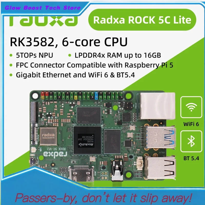 Glow 5C RK3588S2, Radxa ROCK 5C Lite RK3582, computer a scheda singola