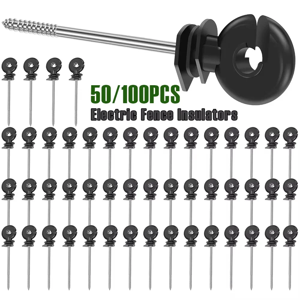 50/100Pcs Electric Fence Insulators Self Tapping Wood Post Insulators Farm Versatile Temperature Resistant Fence Post Insulator