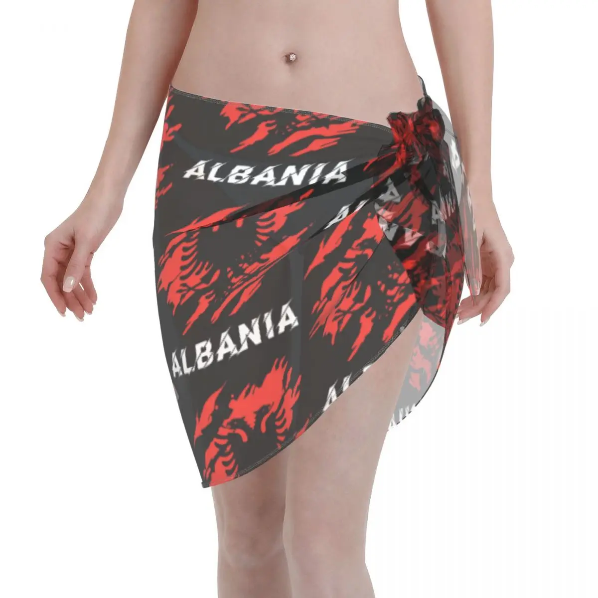 

Custom Vintage Flag Of Albania Women Sarongs Swimsuit Coverup Beach Bikinis Wrap Beach Wear