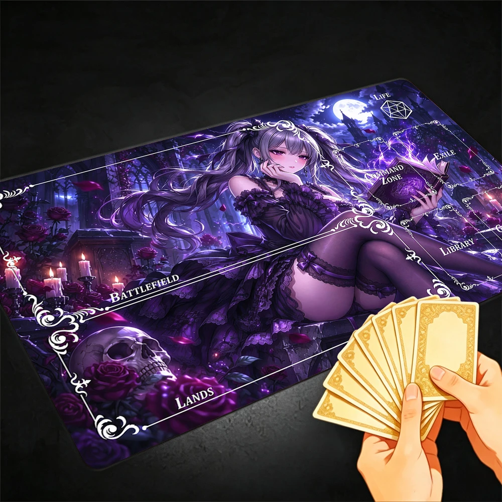 Gothic sexy girl TCG Playmat Magic Playmat Gathering Gaming Mat with Stitched Edge Anti-slip base 60X35cm Trading Card Game