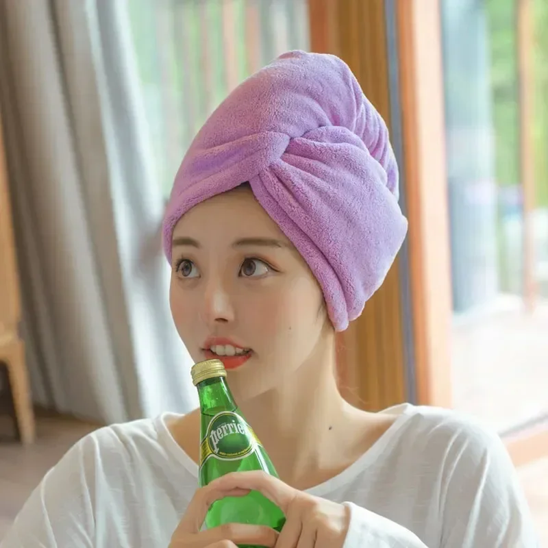 1-10PCS Coral Fleece Hair Wrap Towel Quick Dry Absorbent Bath Cap for Long Hair Adult Dorm Use Soft Lightweight Super Absorbent