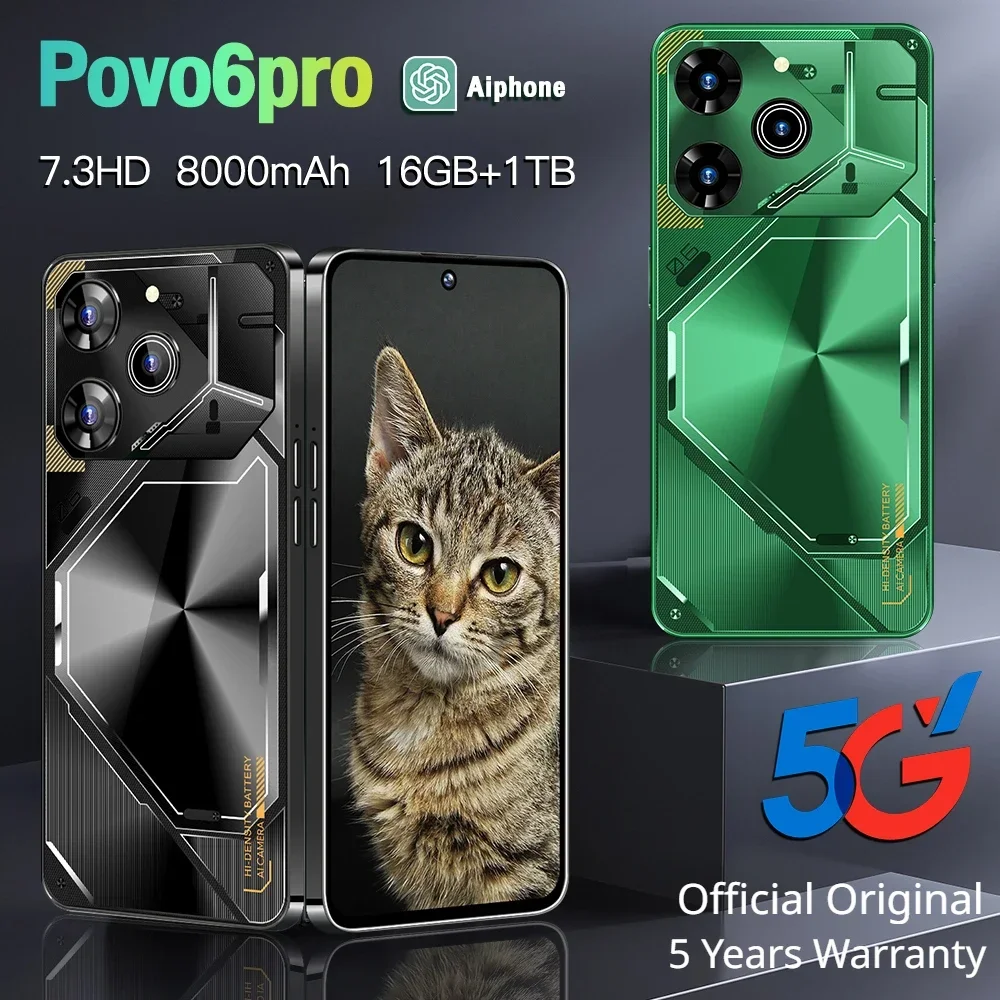 

Original Pova 6 Pro Flagship Global Edition AI Smartphone 5G+ Dimensity 9200 7.3-inch LPDDR5X 22G+2TB 50+108MP Android 14 NFC