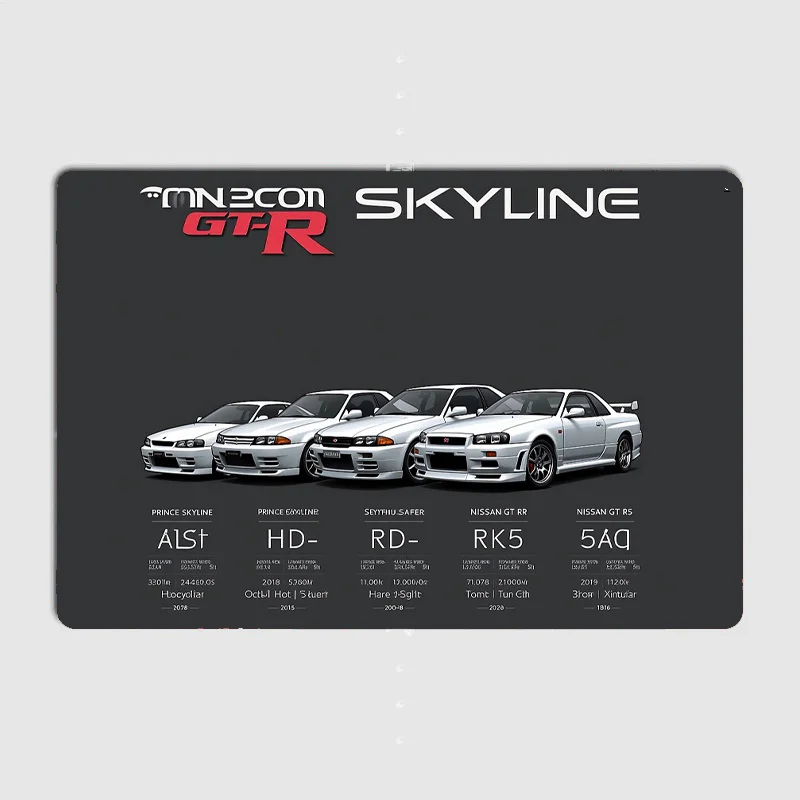 الكلاسيكية سيارة رياضية أفق GT-R تطور خمر المعادن المشارك تسجيل نادي مخصص داخلي جدار تين تسجيل غرفة ديكور ديكور المنزل