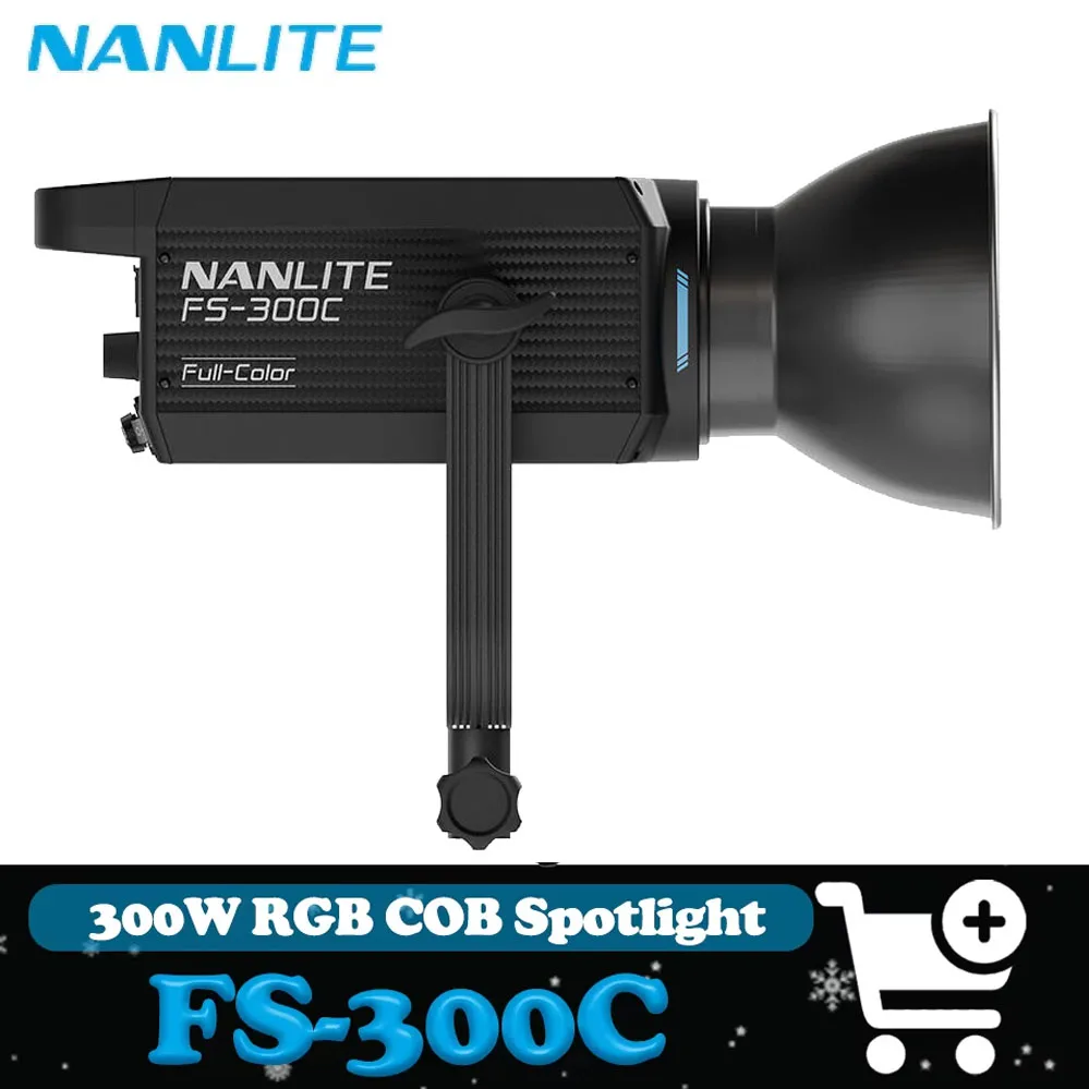 Nanlite FS-300C RGB Full-color 2700-7500K Bowens Mount Video Light Built-in 15 Lighting Effects for Content Creators & Vloggers