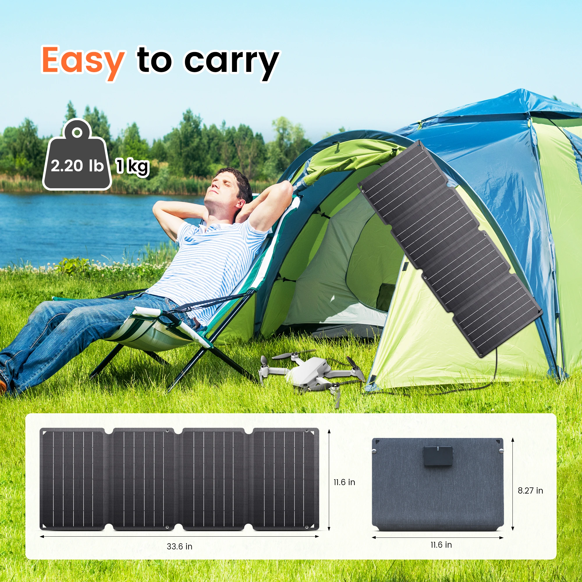 CTOLITY 36W 14V Carregador Solar Dobrável MPPT Painel Solar com DC, USB para Smart Phone Tablets e Acampamento ao Ar Livre Caminhadas