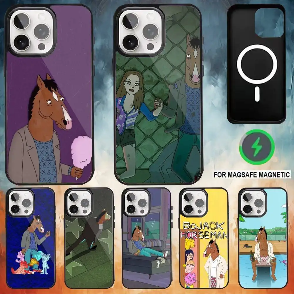 

B-BoJack Horsemans Phone Case For iPhone17,16,15,14,13,12,11 Plus,Pro Max Magnetic Magsafe Wireless Charging