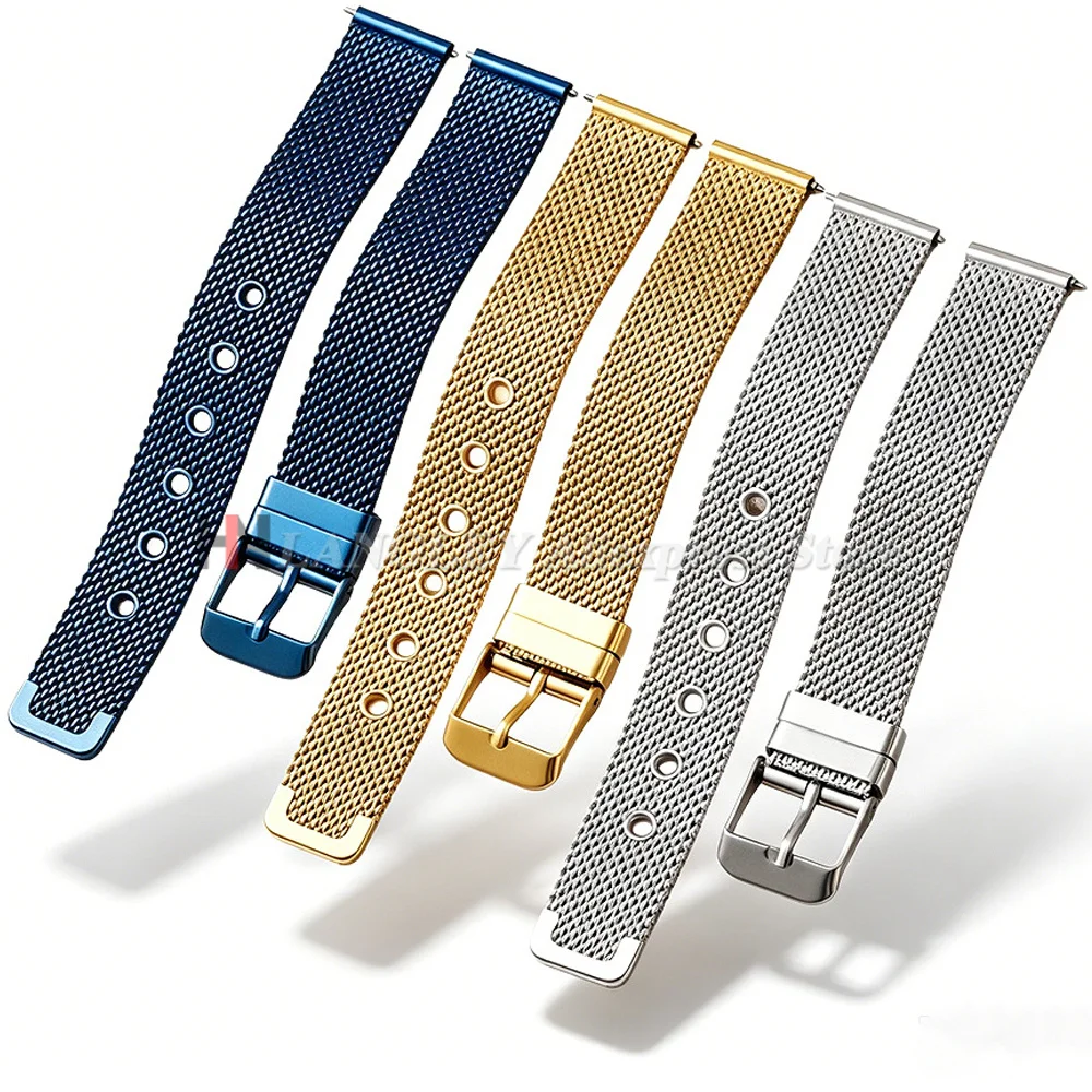 10/12/14/16/18/20mm 22mm 0.6mm Mesh Milanese Watch Bands for DW for Omega for Seiko Stainless Steel Wrist Bracelet for Woman Man