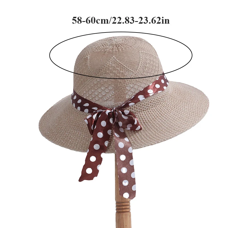 Sun Hats Wide Brim Bow Knot Straw Solid Color Women Hats Ladies Caps Sun Protection Ribbon Girls Outdoor Summer Sunshade Hat