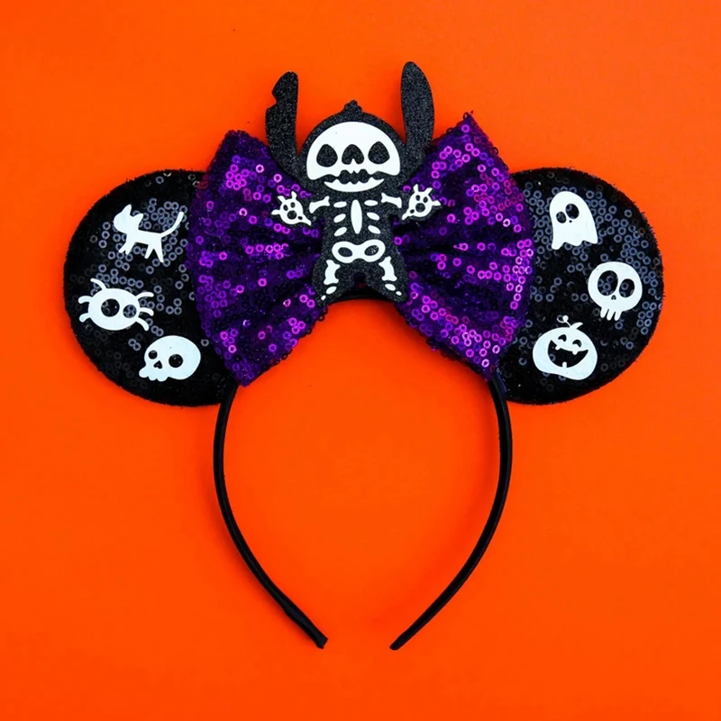 Disney Halloween Stirnbänder Frauen Ostern Haar Zubehör Mädchen Pailletten Bogen Geist Haarbänder Kinder Skelett Kopfbedeckung Karneval Geschenke