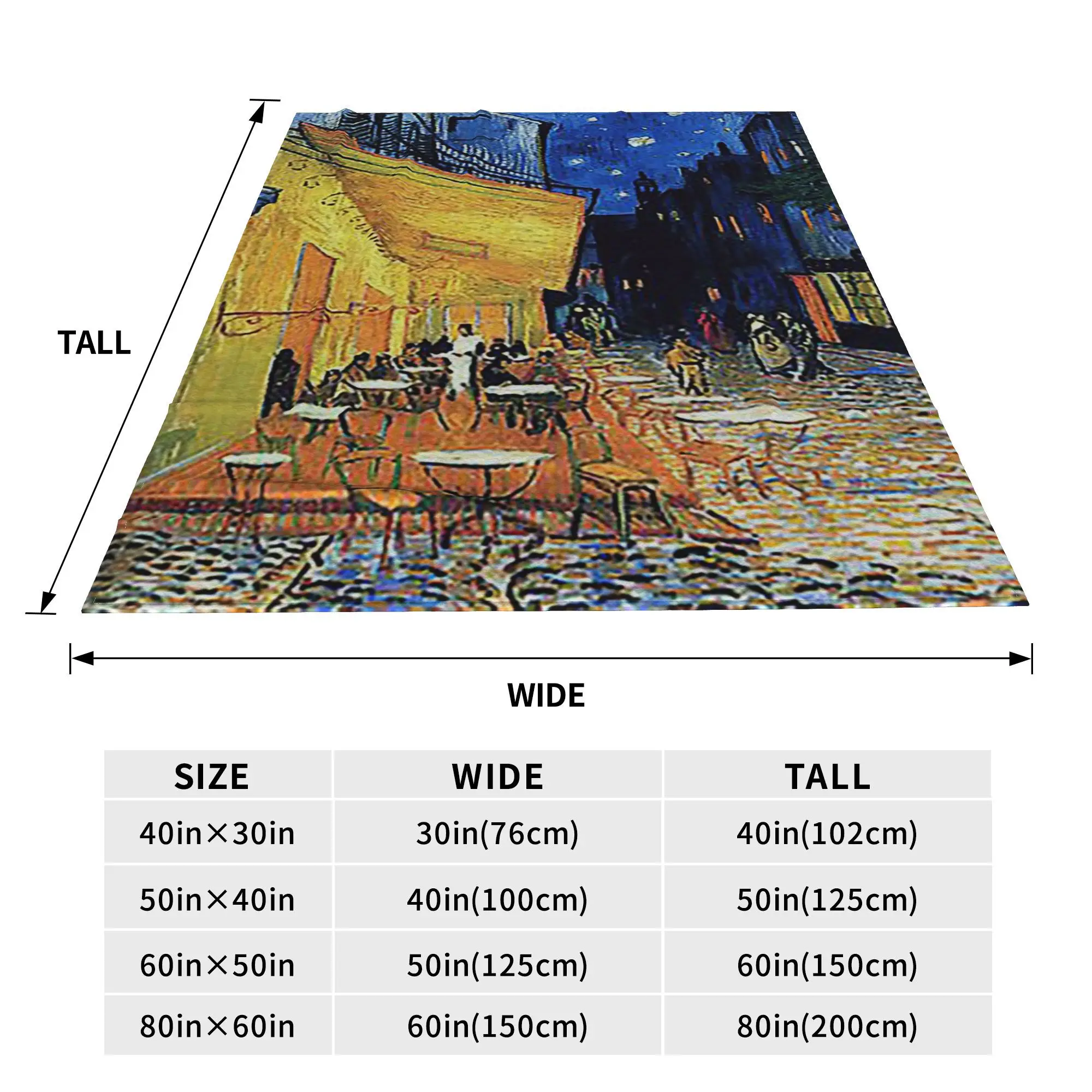 Vincent van Gogh The Cafe Terrace on the Place de Forum Blankets Soft Warm Flannel Throw Blanket Plush Bed Living room Picnic