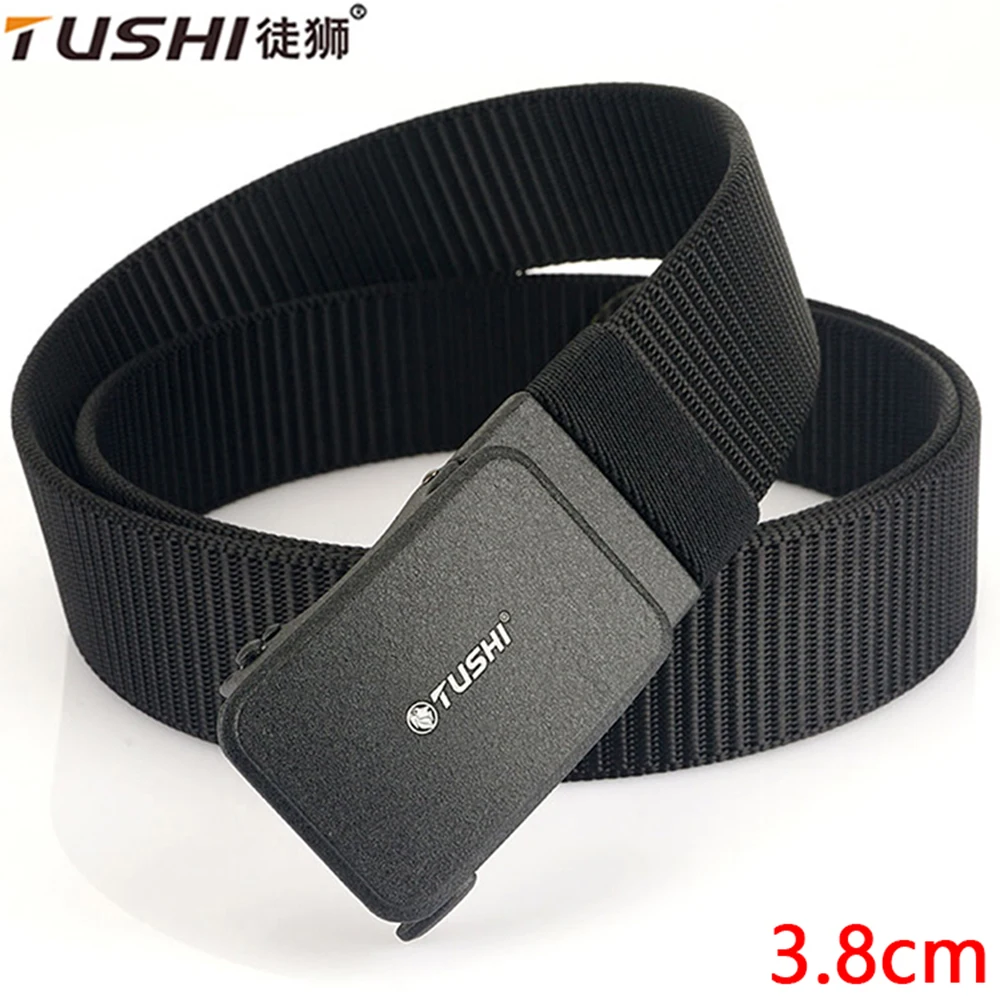 TUSHI New Golf Sports Army Belt Tactical Belt Metal Automatic Buckle Tough Stretch Nylon Hunting Men Military Belt Accessories