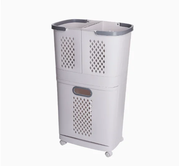 Multi layer dirty clothes basket for household use, large capacity floor standing dirty clothes basket without punching holes