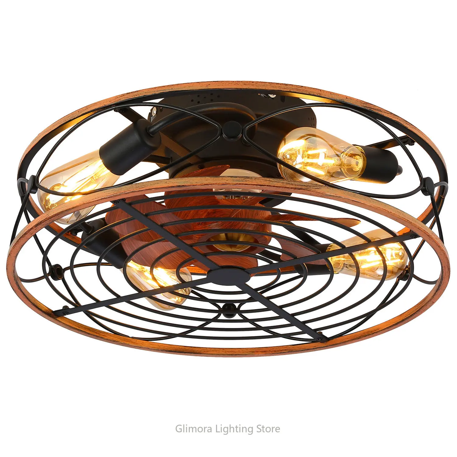Modern Industrial Style Inverter Ceiling Fan Light for Living Dining Room Cafe Bar Vintage Fan Lamp for Home Quiet Ventilation