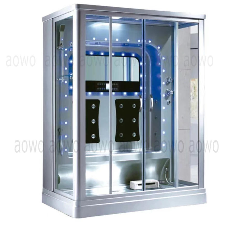 2 People Big Acrylic Bath Square Indoor Steam Room Sauna Beauty Wet Steam Sauna Cabin Frame With Glass Panel For Home Bathroom