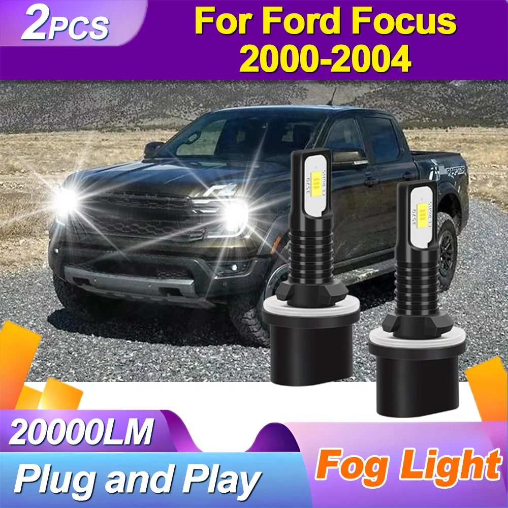 

2pcs Super Bright 20000LM LED Car Fog Light Bulbs Canbus No Error 6000K White Auto Fog Lamp 12V For Ford Focus 2000-2004 2001