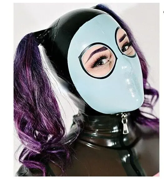 

Latex Hood Rubber Mask Ponytail Wig Hair Beautiful Maid Cosplay Fetish Party Halloween