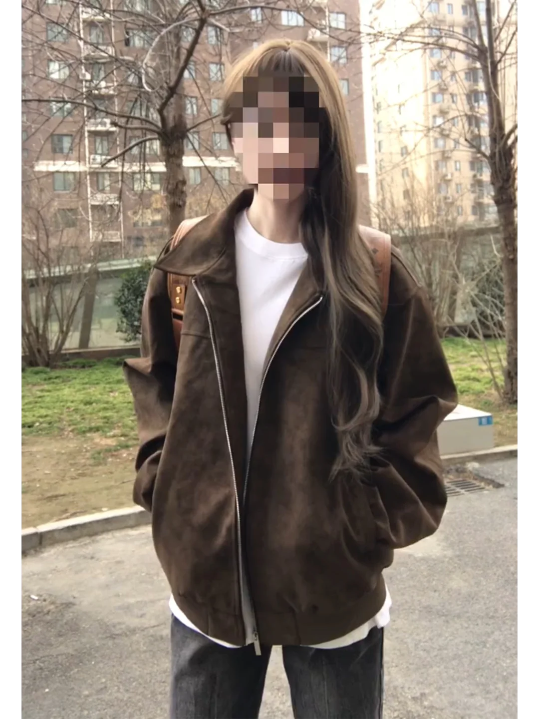 

Куртка-бомбер Cé Brown из искусственной кожи с эффектом окрашивания, унисекс, в стиле американского ретро, весенняя коллекция, Cleanfit