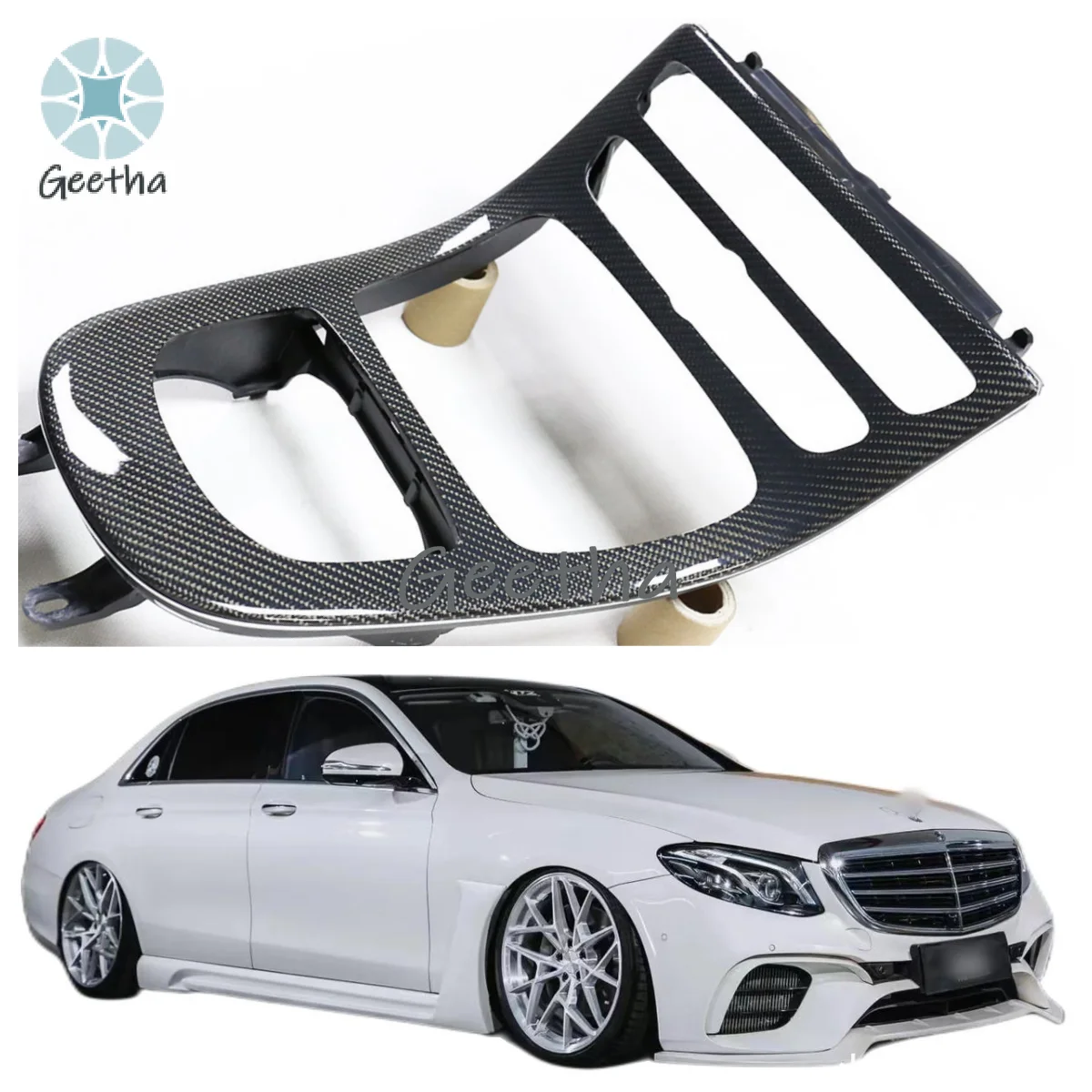 

Carbon Interior Center Console Carbon Fiber Gear Surround Trim Replacement for Mercedes-Benz W213 E Class AMG E53 E63 S LCI 2019