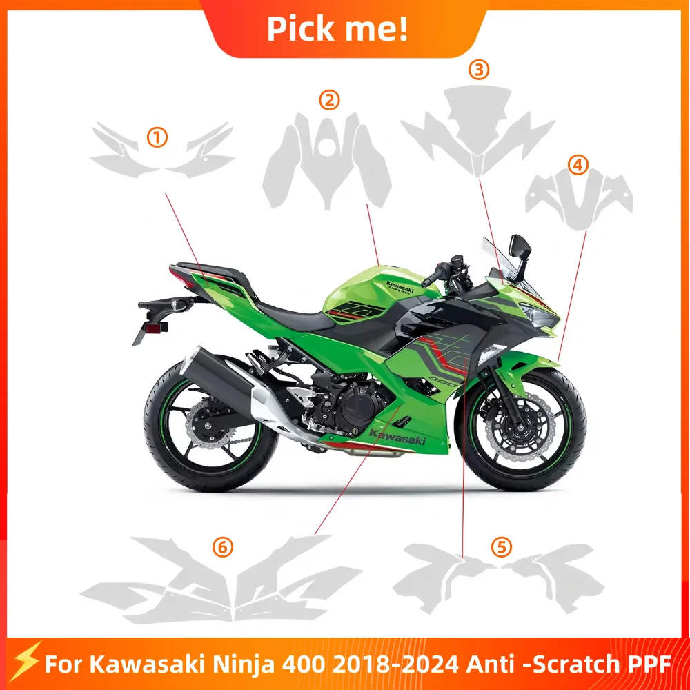 

For Kawasaki Ninja 400 PPF Motorcycle TPU Paint Protection Film Complete Anti-scratch Protective Accessories ninjia400 2018-2024