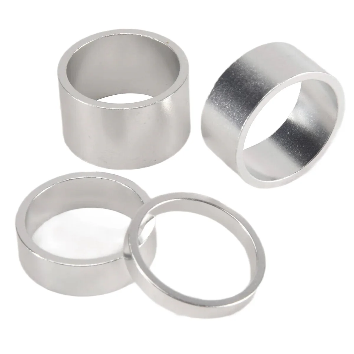 A99U 4Pcs/Set 5/10/15/20mm Aluminum Alloy Headset Stem Spacer MTB 28.6mm Fork Washer Cap for Road Bike Cycling,Silver