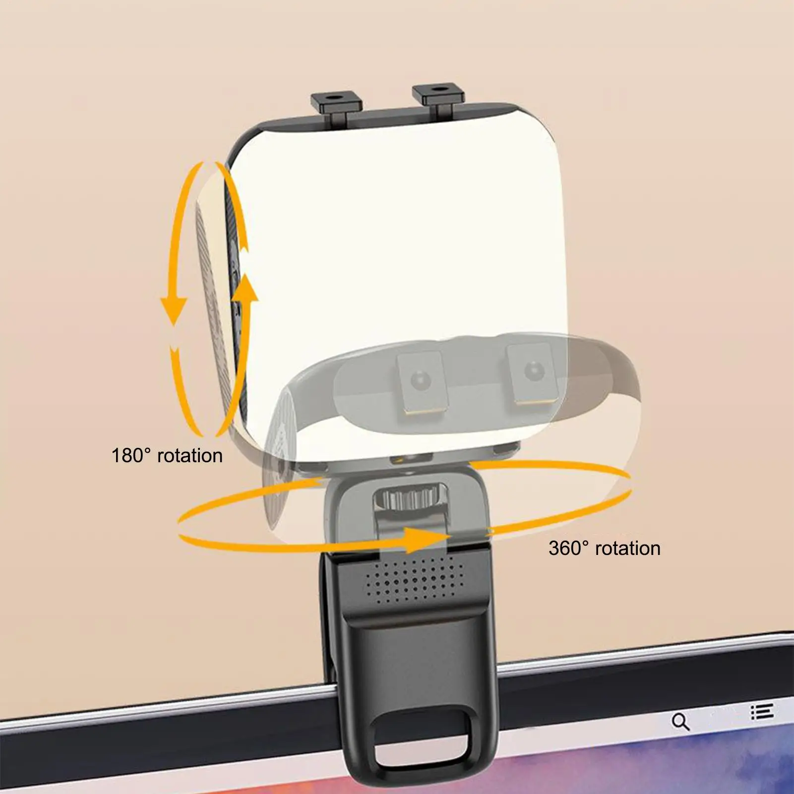 ضوء الهاتف لتسجيل الفيديو ضوء الكاميرا مع 3 ألوان الإضاءة ووضع RGB مشبك قابل لإعادة الشحن على المصباح لمؤتمر السفر