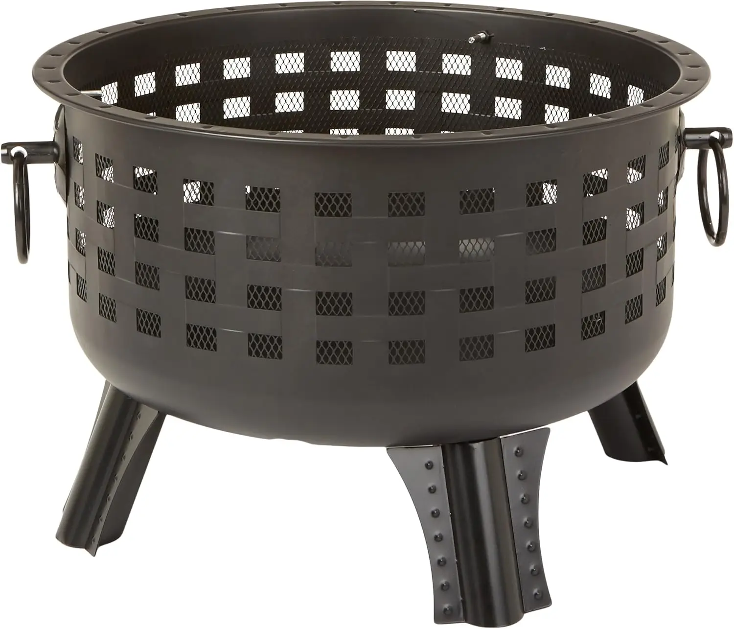 24 Inch Fire Pit, Outdoor Wood Burning Fire Pit with Lid and Fire Poker, Outdoor Fire Pit and Round Metal