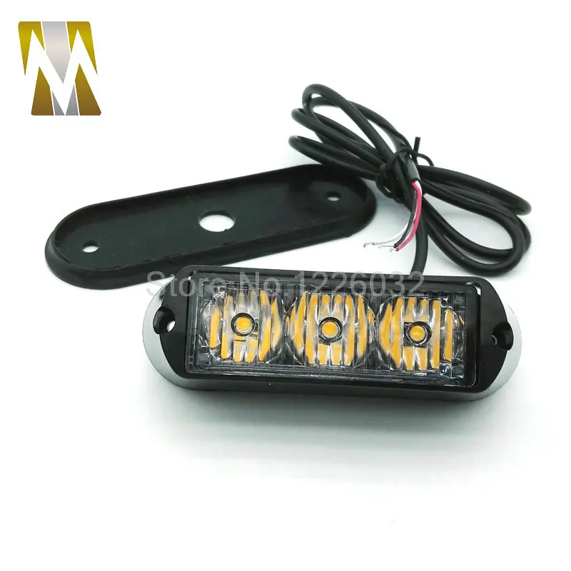 

5 цветов, высокая мощность, 12 В/24 В, 3 светодиода, водонепроницаемый автомобиль, грузовик, аварийная стробоскопическая вспышка, сигнальная лампа, янтарный, красный, синий, белый, зеленый