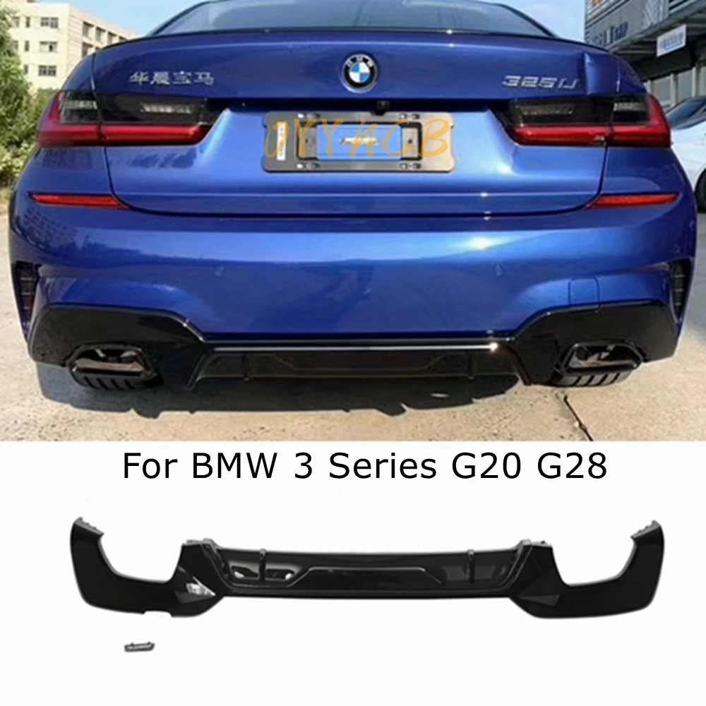 

FOR BMW G20 G28 M Sport 2019 2020 Glossy Black Car Square/round Exhaust Port Rear Bumper Diffuser Lip Spoiler Separator