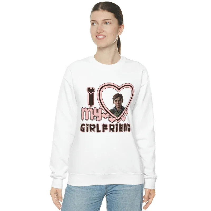 

Ellie Williams Women Sweatshirt I Love My Girlfriend Love Heart with Photo Hoodies Female 90s Grunge Clothes Jumper Dropshipping