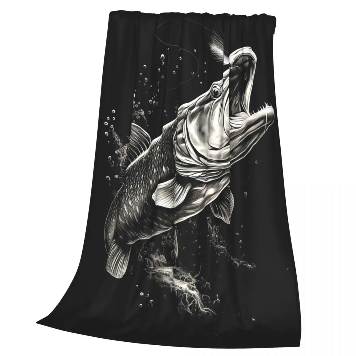 Fishing Lover Pike Fish Design Blanket Soft Warm Flannel Throw Blanket Plush for Bed Living room Picnic Travel Home Couch